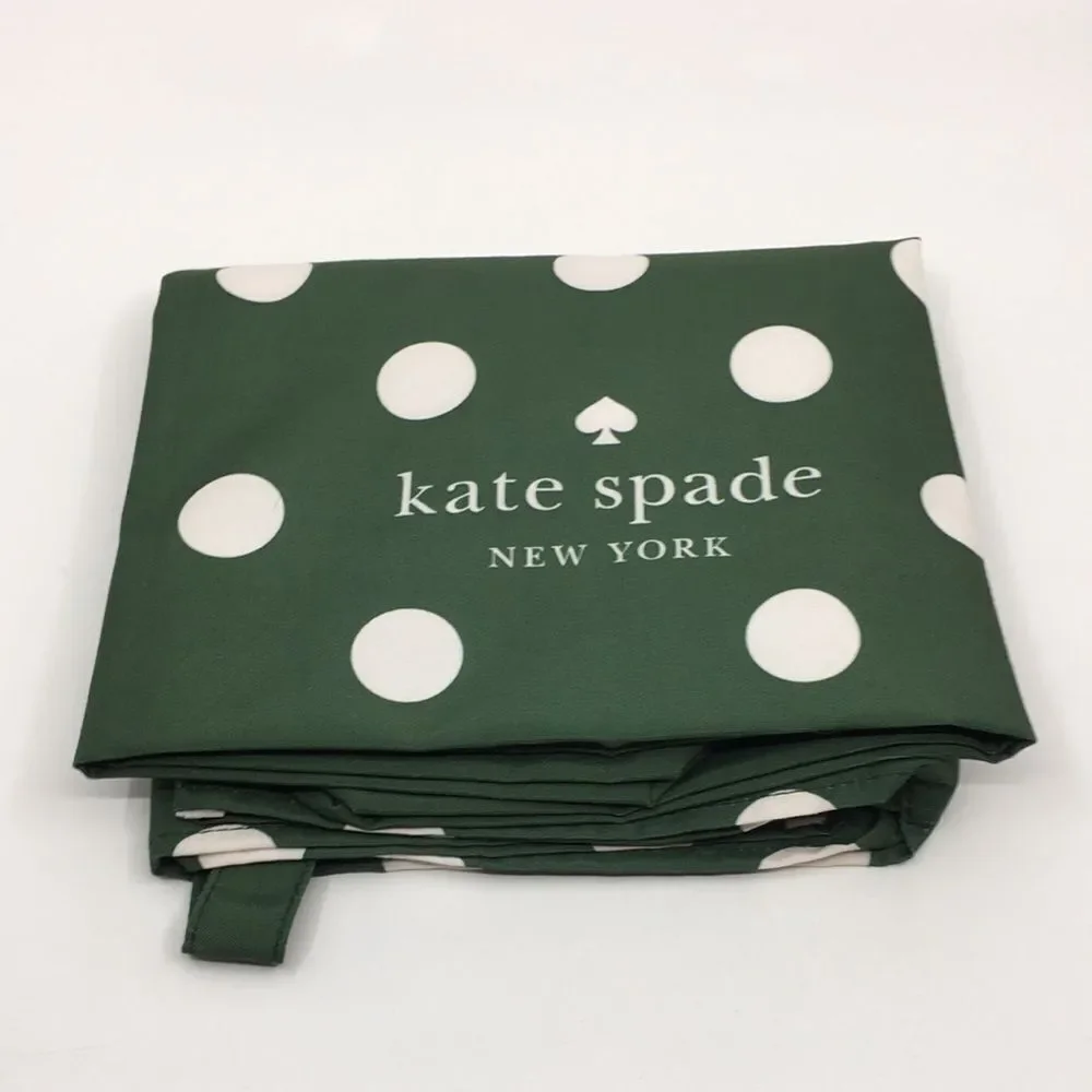 Kate Spade Large Beach Shop Toy Reusable Tote Bag Green White Polka Dot